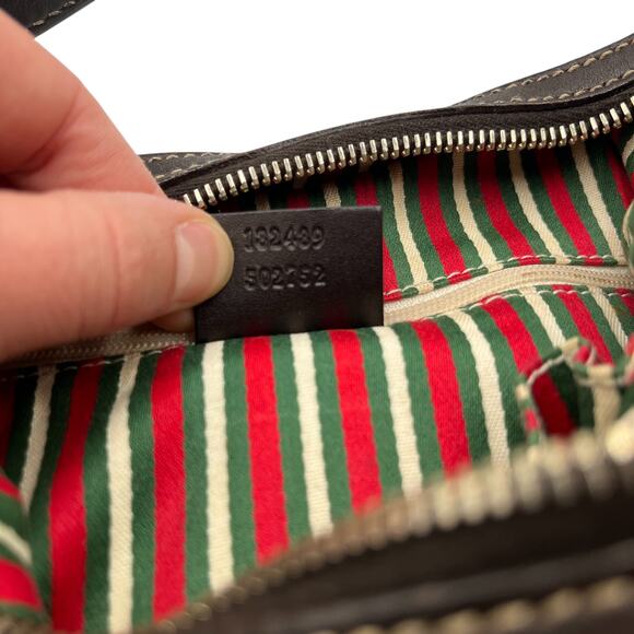 Gucci GG Monogram Britt Canvas Leather Hand Shoulder Hobo Bag Beige - Picture 10 of 11